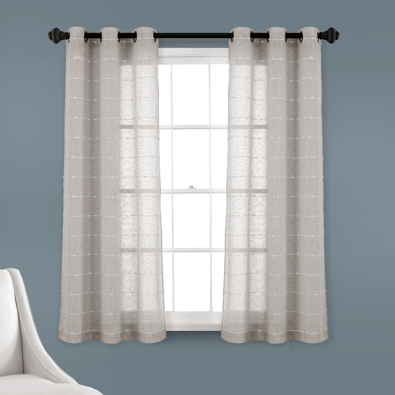 Load image into Gallery viewer, Farmhouse Textured Grommet Sheer Window Curtain Panel Set Collective LushDecor
