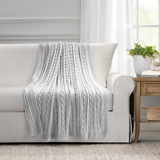 Cable Soft Knitted Throw Collective LushDecor