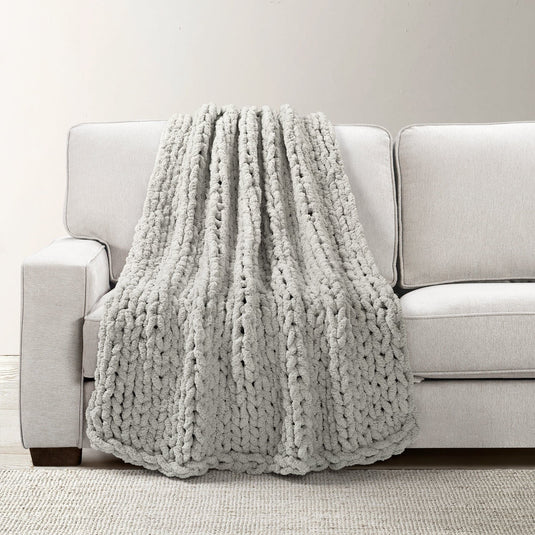 Hygge Ultra Soft Chenille Chunky Knit Throw Collective LushDecor