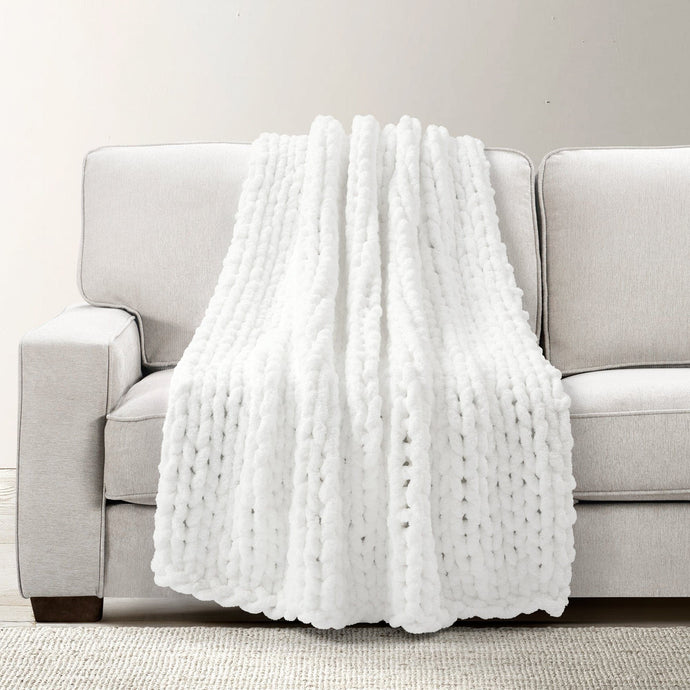 Hygge Ultra Soft Chenille Chunky Knit Throw Collective LushDecor