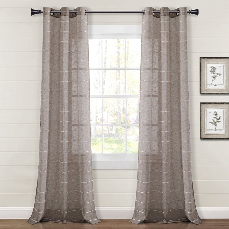 Load image into Gallery viewer, Farmhouse Textured Grommet Sheer Window Curtain Panel Set
