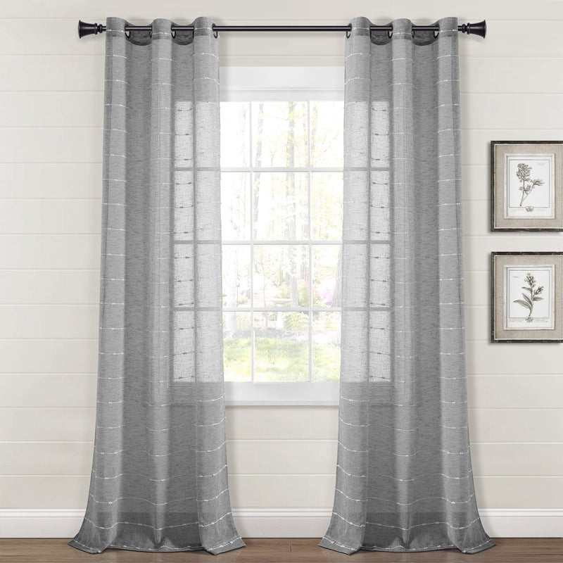 Load image into Gallery viewer, Farmhouse Textured Grommet Sheer Window Curtain Panel Set
