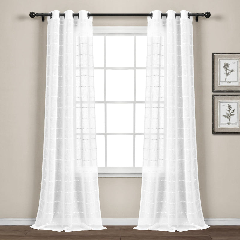 Load image into Gallery viewer, Farmhouse Textured Grommet Sheer Window Curtain Panel Set
