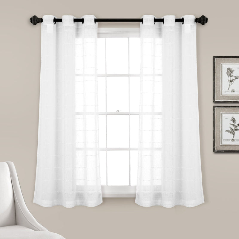 Load image into Gallery viewer, Farmhouse Textured Grommet Sheer Window Curtain Panel Set
