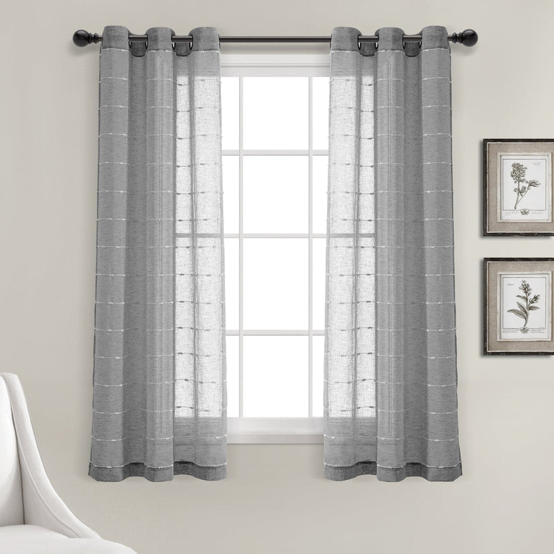 Load image into Gallery viewer, Farmhouse Textured Grommet Sheer Window Curtain Panel Set
