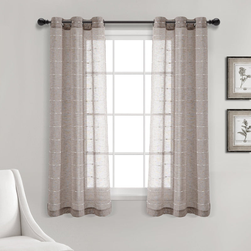 Load image into Gallery viewer, Farmhouse Textured Grommet Sheer Window Curtain Panel Set
