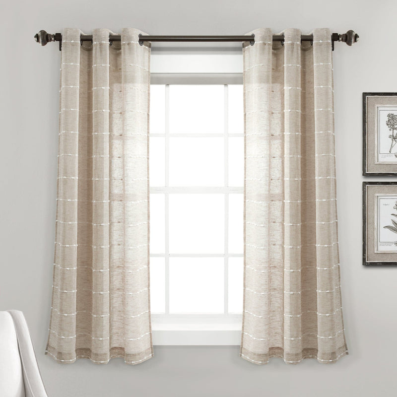 Load image into Gallery viewer, Farmhouse Textured Grommet Sheer Window Curtain Panel Set
