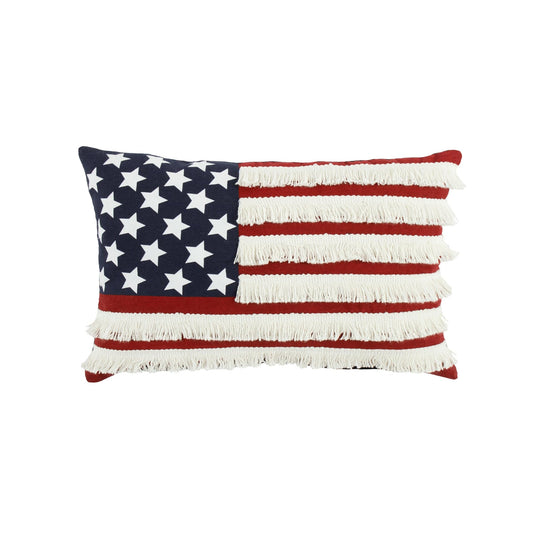 American Flag Fringe Decorative Pillow Collective LushDecor