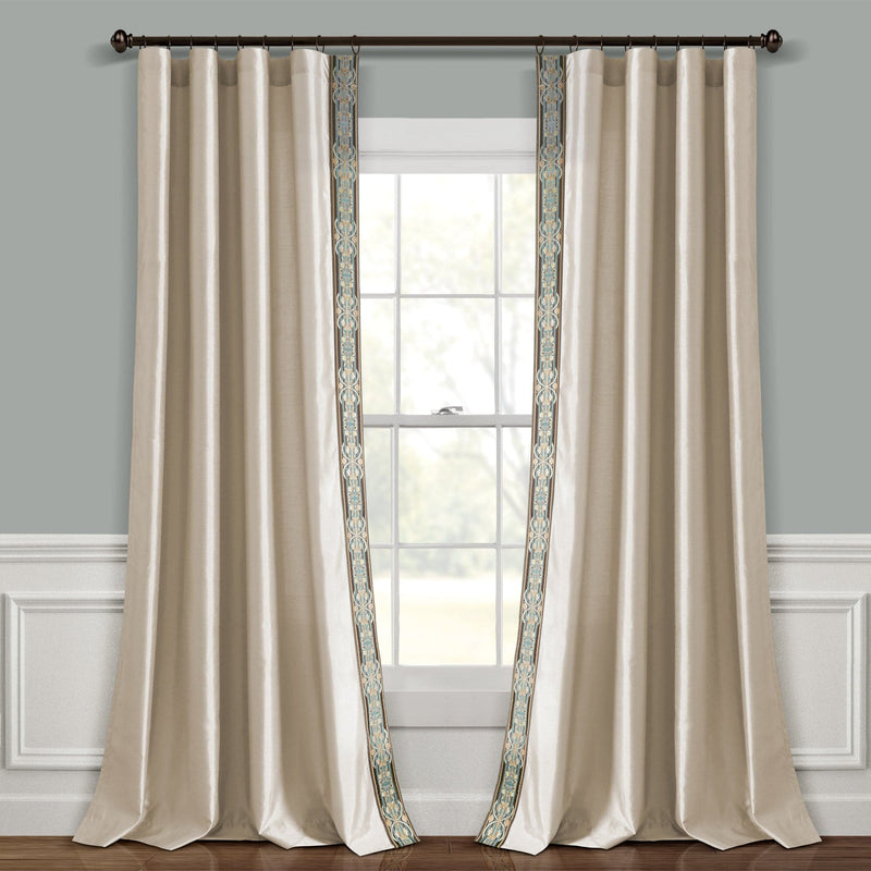 Load image into Gallery viewer, Luxury Traditional Regency Faux Silk Border Trim Window Curtain Panel Collective LushDecor
