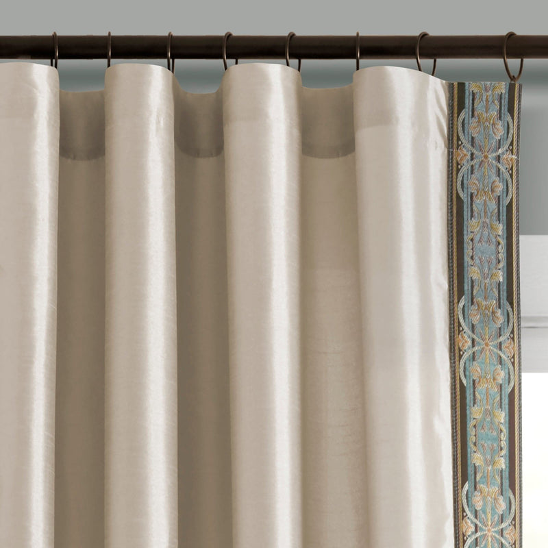 Load image into Gallery viewer, Luxury Traditional Regency Faux Silk Border Trim Window Curtain Panel Collective LushDecor
