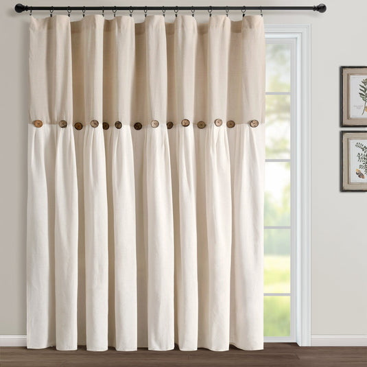 Linen Button Window Curtain Panel Collective LushDecor