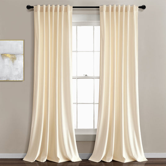 Prima Velvet Solid Back Tab Rod Pocket Light Filtering Window Curtain Panel Set Collective LushDecor