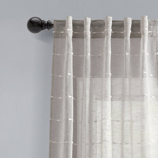 Farmhouse Textured Grommet Sheer Window Curtain Panel Set Collective LushDecor