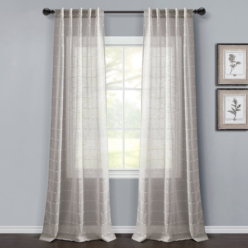 Load image into Gallery viewer, Farmhouse Textured Grommet Sheer Window Curtain Panel Set Collective LushDecor
