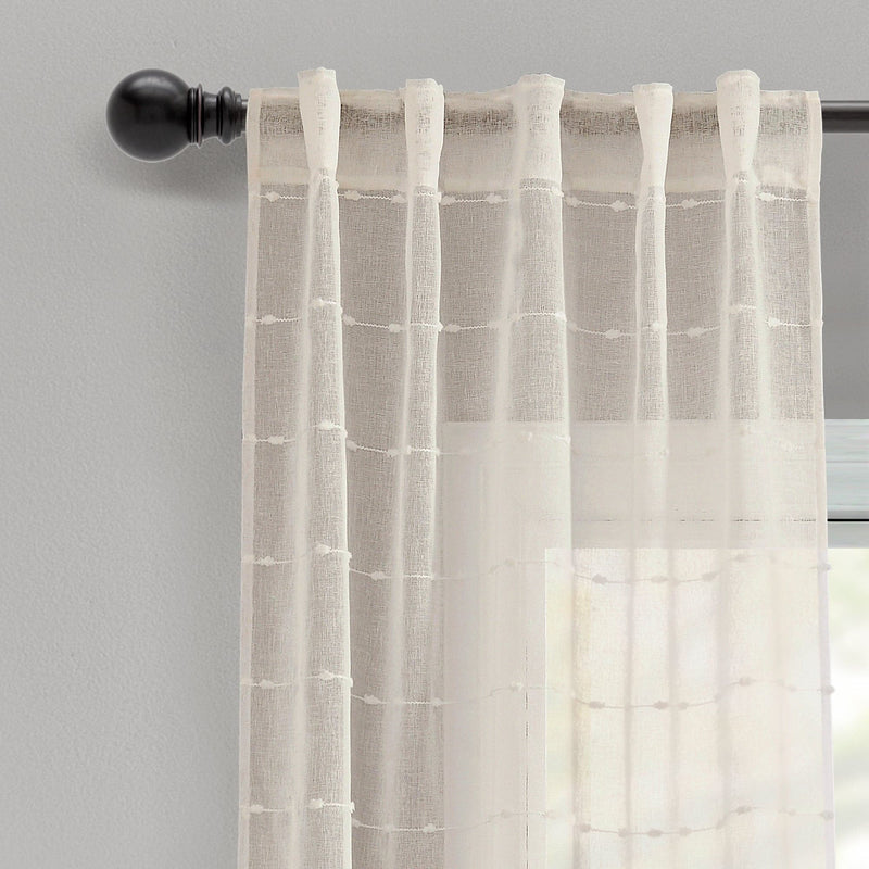 Load image into Gallery viewer, Farmhouse Textured Grommet Sheer Window Curtain Panel Set Collective LushDecor
