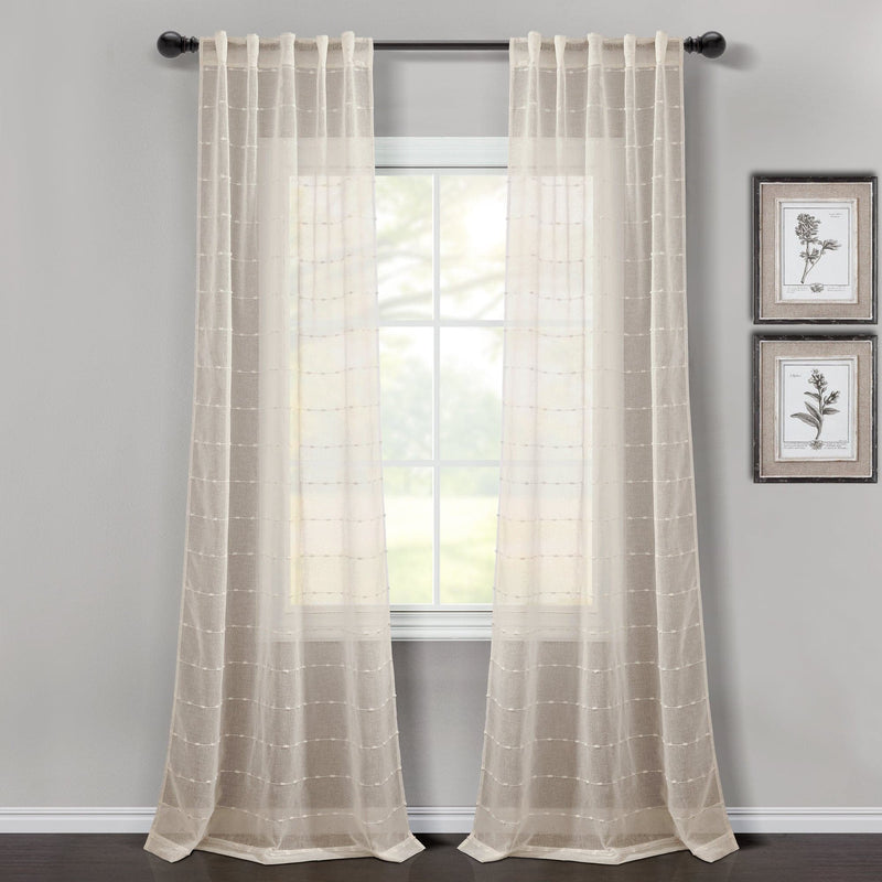 Load image into Gallery viewer, Farmhouse Textured Grommet Sheer Window Curtain Panel Set Collective LushDecor
