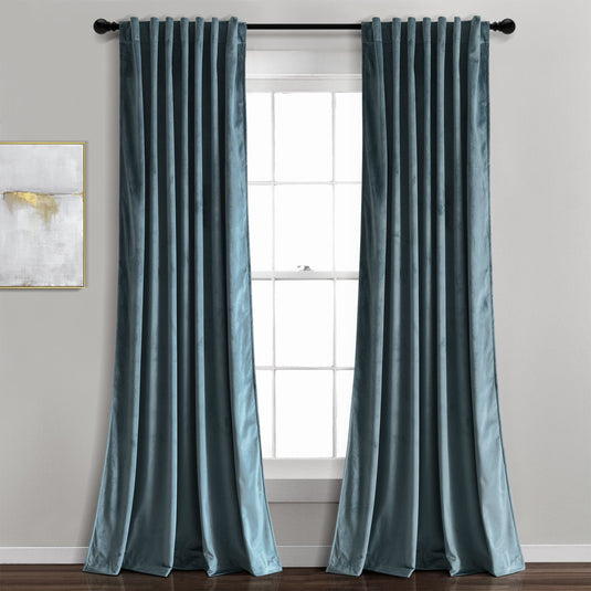 Prima Velvet Solid Back Tab Rod Pocket Light Filtering Window Curtain Panel Set Collective LushDecor