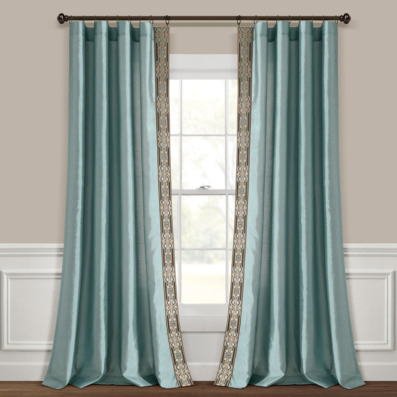 Load image into Gallery viewer, Luxury Traditional Regency Faux Silk Border Trim Window Curtain Panel Collective LushDecor
