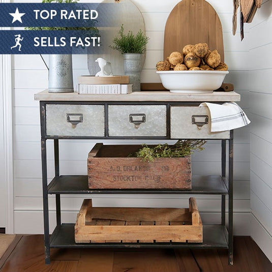 Galvanized Console Table with Drawers General VIP