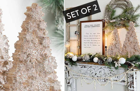 Glistening Snowflake Covered Trees, Set of 2 General SUL