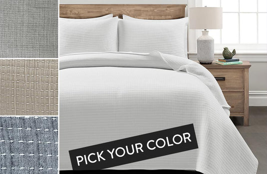 Yarn-Dyed Cotton 3 Piece Bedding, Pick Your Color General Decor Steals