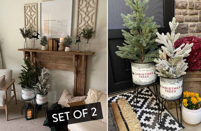 Distressed Christmas Bin Planter Stands, Set of 2 General ABH