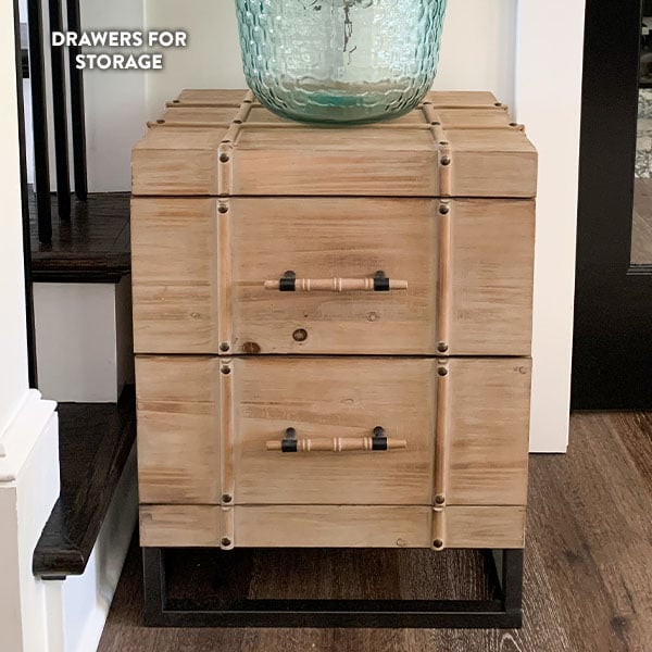 Wooden Storage Cabinet | Rustic Double Drawer General ABH