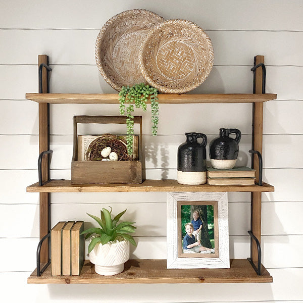 Three Tier Rustic Wall Shelf Whats trending ABH