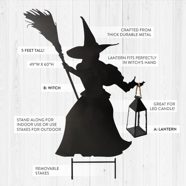 Load image into Gallery viewer, 5 Foot Tall Indoor/Outdoor Witch Cutout with Lantern Option | Spooky Season Collection Sale ABH
