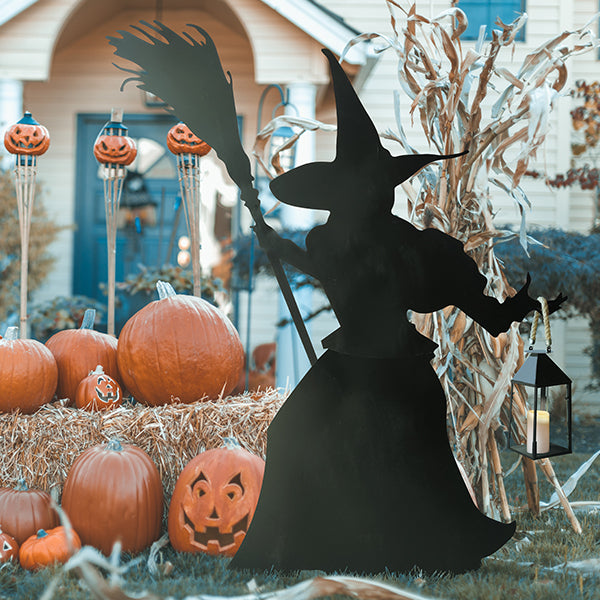 Load image into Gallery viewer, 5 Foot Tall Indoor/Outdoor Witch Cutout with Lantern Option | Spooky Season Collection Sale ABH
