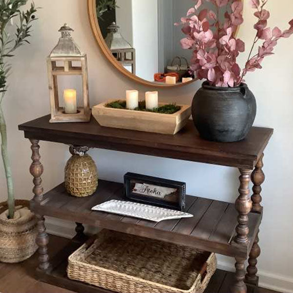 Three Tier Turned Wood Console Table General ABH