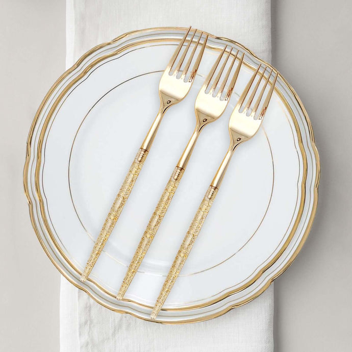 24-Pack Plastic Forks with Gold Glitter - Disposable Silverware Cutlery for Events Disposables PROstorez Default Title