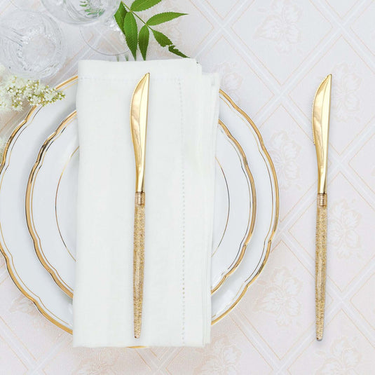 24-Pack Plastic Knives with Gold Glitter - Disposable Silverware Cutlery for Events Disposables PROstorez Default Title