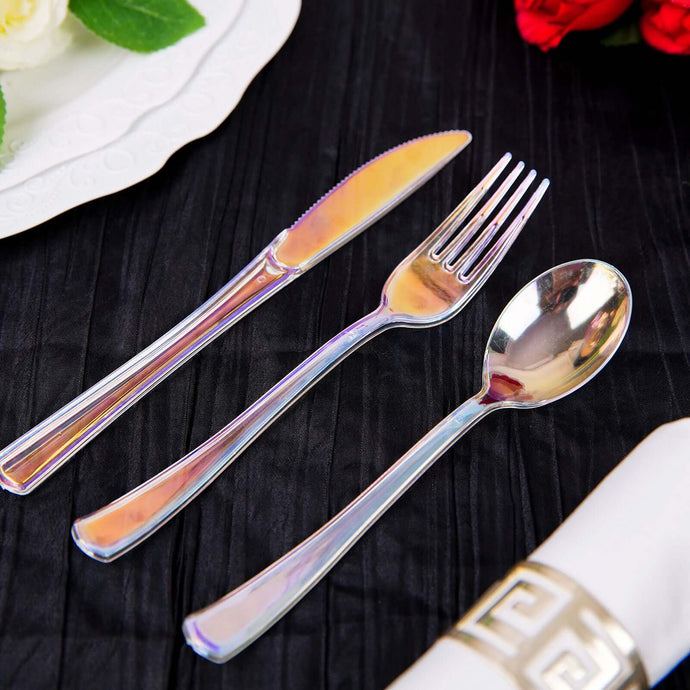 24-Pack Plastic Cutlery Set Iridescent - Stylish Disposable Silverware for Parties Disposables PROstorez Default Title