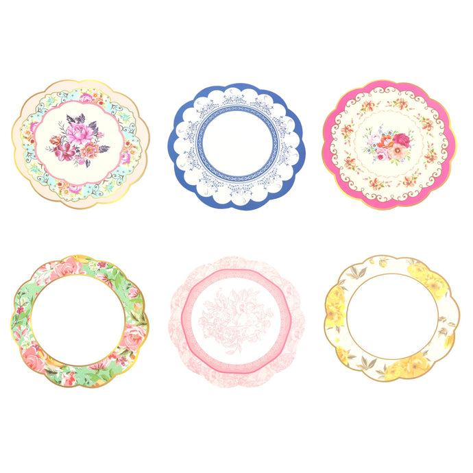 24-Pack Disposable Table Placemats in Assorted Floral Designs with Scalloped Rim - 400GSM Cardboard Placemats for Tea Party & Garden Themes 13