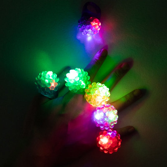 24 Pack Rubber LED Light-Up Rings, Flashing Jelly Finger Toys with 3 Flashing Modes for Party Favors, Halloween, Raves, and Concerts LED HIER_8700