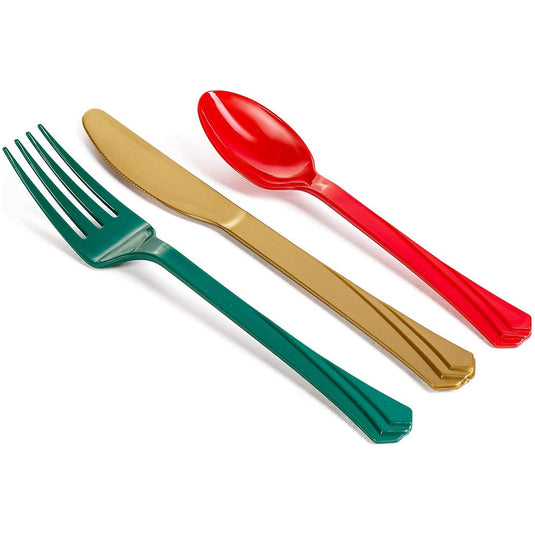 Extra Heavy Durable Combo Multi Color Plastic Cutlery 240 count Cutlery Hanna K