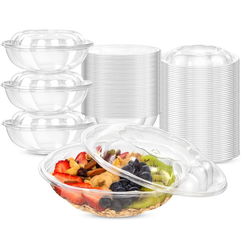 Load image into Gallery viewer, 24oz Disposable Rose / Salad Bowls To-Go Containers with Airtight Lids Rose Bowls VeZee
