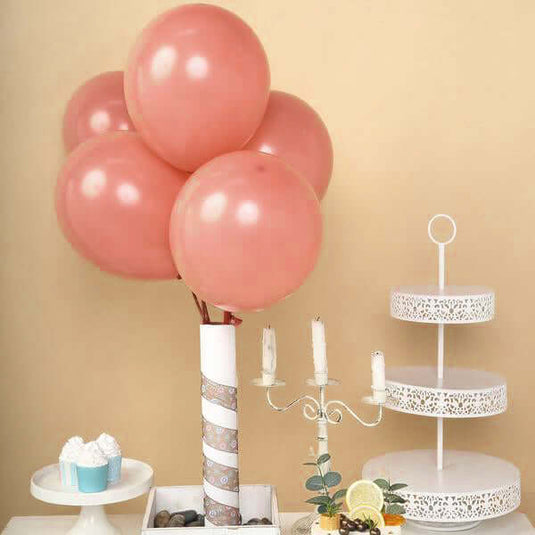 25 Pack 12" Matte Pastel Dusty Rose Helium Air Latex Party Balloons Decorations HIER_9110 Default Title