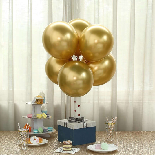 25 Pack 12" Metallic Chrome Gold Latex Helium or Air Party Balloons Decorations HIER_9110 Default Title