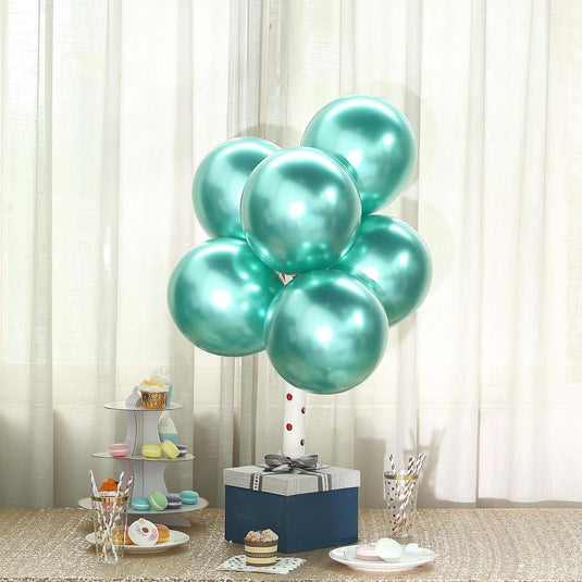 25 Pack 12" Metallic Chrome Green Latex Helium or Air Party Balloons Decorations PROstorez Default Title