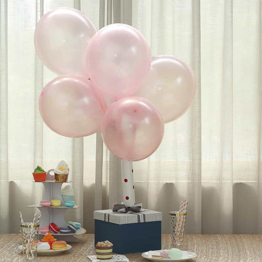 25 Pack 12" Shiny Pearl Blush Latex Helium, Air or Water Balloons Decorations HIER_9110 Default Title