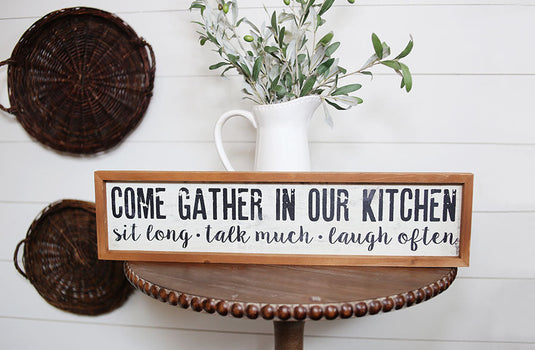 Wood Framed "Come Gather In Our Kitchen" Sign General VIP