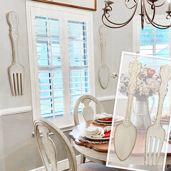 HUGE Distressed Fork and Spoon Wall Decor Set General VIP