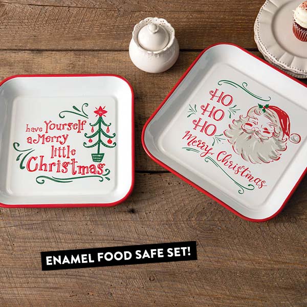 Enamel Christmas Trays, Set of 2 General CT