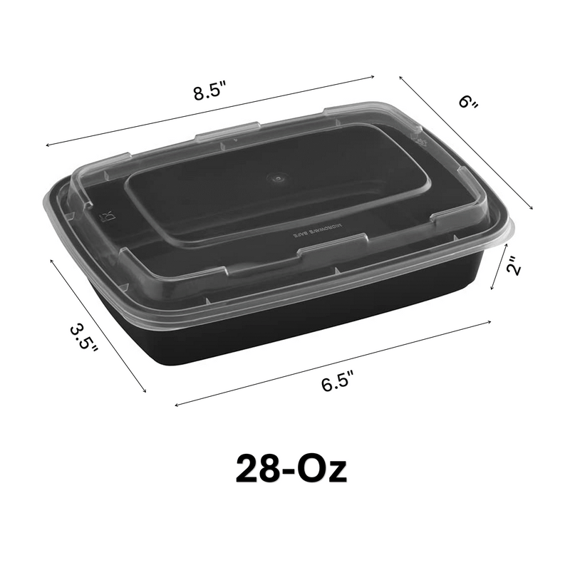 Load image into Gallery viewer, *WHOLESALE* 28oz. Black Rectangular Containers with clear lids | 150 ct/Case Food Storage &amp; Serving VeZee
