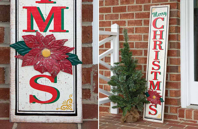 47.5 Inch Tall Merry Christmas Poinsettia Sign General CT