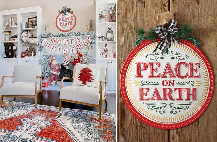 Peace On Earth Metal Ornament Sign General CT