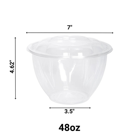 48oz Disposable Rose / Salad Bowls To-Go Containers with Airtight Lids Rose Bowls VeZee