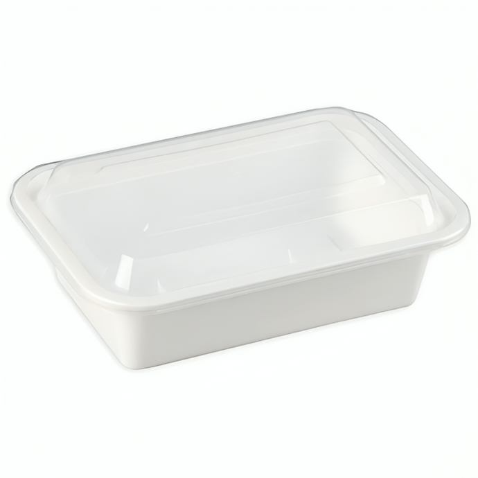 24oz Extra Strong Quality White Rectangular Meal Prep/ Bento Box Container Food Storage & Serving VeZee